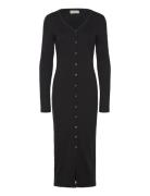 Woven Label Ls Rib Dress Polvipituinen Mekko Black Calvin Klein Jeans