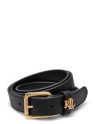 Logo-Keeper Leather Skinny Belt Vyö Black Lauren Ralph Lauren