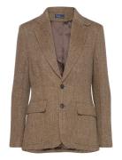 Herringb Linen-Blend Blazer Blazers Single Breasted Blazers Brown Polo...