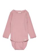 Body Ls Y/D Rib Bodies Long-sleeved Pink Minymo