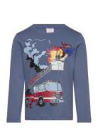 Top Ls Fire Truck Placed Tops T-shirts Long-sleeved T-shirts Blue Lind...