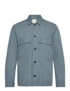 Cotton Blend Overshirt Tops Overshirts Blue Calvin Klein