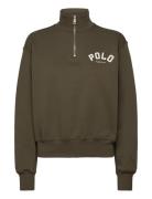 Logo Fleece Quarter-Zip Tops Sweat-shirts & Hoodies Sweat-shirts Khaki...