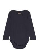 Body Ls Wool Bodies Long-sleeved Navy Huttelihut