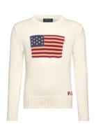 The Iconic Flag Sweater Tops Knitwear Pullovers Cream Ralph Lauren Kid...