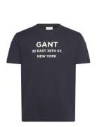 Small Graphic Printed T-Shirt Tops T-shirts Short-sleeved Blue GANT