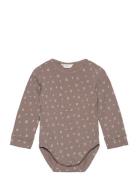 Printed Cotton Body Bodies Long-sleeved Brown Mango