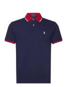 Custom Slim Fit Mesh Polo Shirt Tops Polos Short-sleeved Navy Polo Ral...