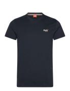 Essential Contrast Emb Tee Tops T-shirts Short-sleeved Navy Superdry