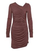 Ls Twist Dress.crepe Lyhyt Mekko Brown Helmut Lang