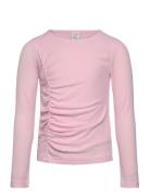 Top With Gathering At Front Tops T-shirts Long-sleeved T-shirts Pink L...