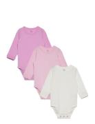 Body Basic 3 Pack Bodies Long-sleeved Pink Lindex