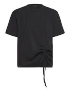 Rallie Cotton Rouched T-Shirt Tops T-shirts & Tops Short-sleeved Black...