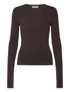 Slim Fitted Long Sleeve Tops T-shirts & Tops Long-sleeved Brown Weekda...