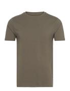 Mens Stretch Crew Neck Tee S/S Tops T-shirts Short-sleeved Khaki Green...