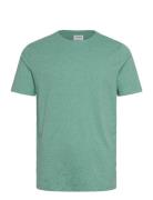 Mouliné O-Neck Tee S/S Tops T-shirts Short-sleeved Green Lindbergh