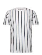 Striped Piqué Tee S/S Tops T-shirts Short-sleeved White Lindbergh