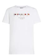 Hilfiger Multi Flags Tee Tops T-shirts Short-sleeved White Tommy Hilfi...