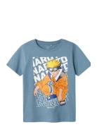 Nkmfukas Naruto Ss Top Sky Tops T-shirts Short-sleeved Blue Name It