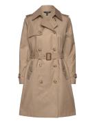 Double-Breasted Cotton-Blend Trench Coat Trenssi Takki Beige Lauren Ra...