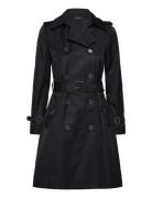 Double-Breasted Cotton-Blend Trench Coat Trenssi Takki Navy Lauren Ral...