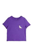 Seagull Emb Ss Tee Tops T-shirts Short-sleeved Purple Mini Rodini