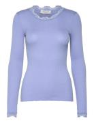 Rwbabette Silk Ls Lace T-Shirt Tops T-shirts & Tops Long-sleeved Blue ...