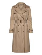 Double-Breasted Cotton-Blend Trench Coat Trenssi Takki Beige Lauren Ra...