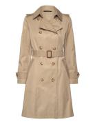 Double-Breasted Cotton-Blend Trench Coat Trenssi Takki Beige Lauren Ra...