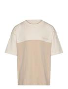 Color Block T-Shirt Tops T-shirts Short-sleeved Cream Calvin Klein