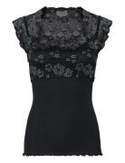 Rwbalta Ss Lace Top Tops T-shirts & Tops Sleeveless Black Rosemunde