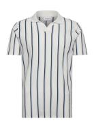 Striped Piqué Polo Shirt S/S Tops Polos Short-sleeved White Lindbergh