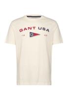 Graphic Ss T-Shirt Tops T-shirts Short-sleeved Cream GANT