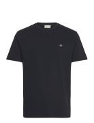 Texture Ss T-Shirt Tops T-shirts Short-sleeved Black GANT