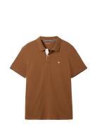 Basic Polo With Contrast Tops Polos Short-sleeved Brown Tom Tailor