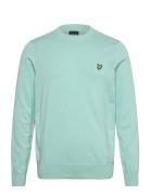 Cotton Crew Neck Jumper Tops Knitwear Round Necks Blue Lyle & Scott