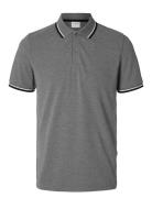 Slhslim-Atlas Sport Ss Polo Tops Polos Short-sleeved Grey Selected Hom...