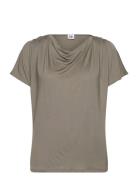 Kalani Top Tops T-shirts & Tops Short-sleeved Khaki Green Twist & Tang...