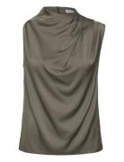 Lima Silk Tank Tops Blouses Sleeveless Khaki Green Ahlvar Gallery