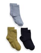 Cotton Rib Socks - 3-Pack Sukat Blue Mp Denmark