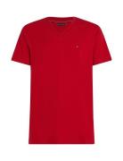 Essential V-Neck Tee Tops T-shirts Short-sleeved Red Tommy Hilfiger