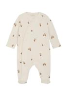 Nightsuit Rib Pyjama Sie Jumpsuit Haalari Cream Fixoni