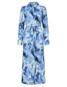 Yasmillo Ls Long Shirt Dress S. Maksimekko Juhlamekko Blue YAS