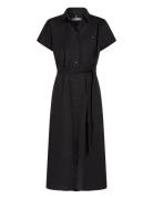 Ess Linen S/S Midi Shirt Dress Polvipituinen Mekko Black Tommy Hilfige...