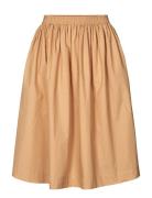 Olga Skirt - Poplin Polvipituinen Hame Beige STUDIO FEDER