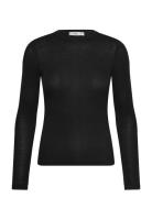 Long-Sleeved Fitted T-Shirt Tops T-shirts & Tops Long-sleeved Black Ma...