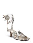 Dante6-Ziya Heeled Leather Sandals Korolliset Sandaalit Silver Dante6