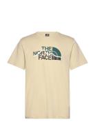 M Ss Mountain Line Tee Sport T-shirts Short-sleeved Beige The North Fa...