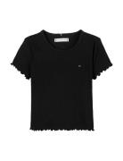 Essential Rib Top Ss Tops T-shirts Short-sleeved Black Tommy Hilfiger