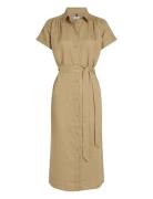 Ess Linen S/S Midi Shirt Dress Polvipituinen Mekko Beige Tommy Hilfige...